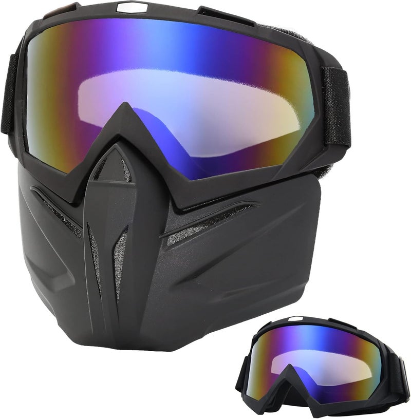 CROSSBODY Motorcycle Helmet Riding Goggles Glasses with Removable Face Mask,Vintage Bullet Fight Motocross,Paintball Mask Anti Fog,Tactical Full Face Mask Ski Mask Goggles Detachable Adjustable - Image 1